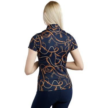 Damespolo met korte mouwen Montar Haily Bridle print Marine Marineblauw