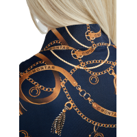 Damespolo met korte mouwen Montar Haily Bridle print Marine Marineblauw