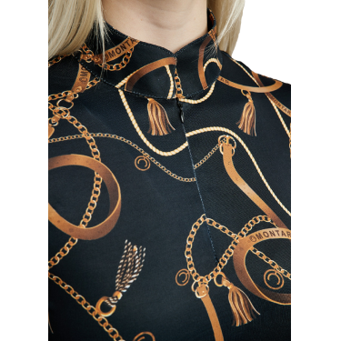 Damespolo met korte mouwen Montar Haily Bridle print Zwart