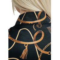 Damespolo met korte mouwen Montar Haily Bridle print Zwart