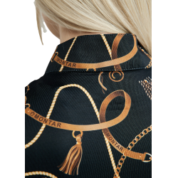 Damespolo met korte mouwen Montar Haily Bridle print Zwart