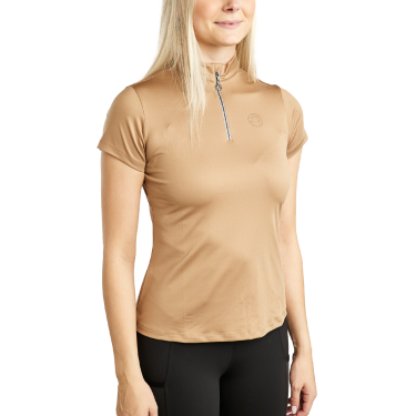 Montar MoElaine dames trainings-T-shirt met korte mouwen en laser uitgesneden logo Latté Montar MoElaine dames trainings-T-shirt met korte mouwen en laser uitgesneden logo Latté
