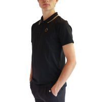 Polo met korte mouwen Montar MoDrake met contrasterende kraag en logo voor heren Zwart