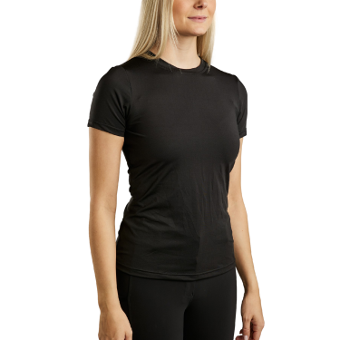 T-shirt van tricot met korte mouwen Montar MoStella lasergedrukt logo dames Zwart T-shirt van tricot met korte mouwen Montar MoStella lasergedrukt logo dames Zwart