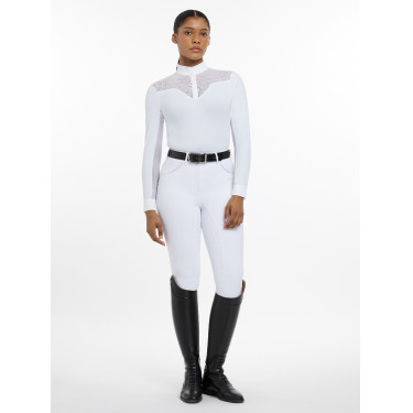 Wedstrijdpolo LeMieux Emily lange mouwen Wit