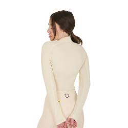 Dames nauwsluitende basislaag met lange mouwen in technisch stof Equestro Antiek wit / bruin Dames nauwsluitende basislaag met lange mouwen in technisch stof Equestro Antiek wit / bruin