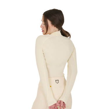 Dames nauwsluitende basislaag met lange mouwen in technisch stof Equestro Antiek wit / bruin Dames nauwsluitende basislaag met lange mouwen in technisch stof Equestro Antiek wit / bruin
