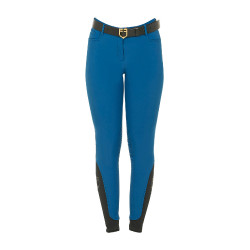 Strakke damesbroek met grip met logo Zenda Equestro Koraalblauw