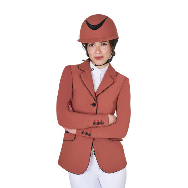 Wedstrijdjas dames in technische stretchstof Equestro Sequoia Bruin