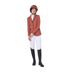 Wedstrijdjas dames in technische stretchstof Equestro Sequoia Bruin