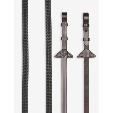 Zachte rubberen teugels LeMieux Havanna / zilver Bruin Zachte rubberen teugels LeMieux Havanna / zilver Bruin