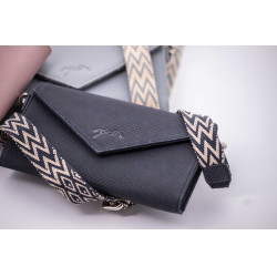 Phone Pocket Pénélope perforatieleer zwart