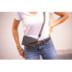 Phone Pocket Pénélope perforatieleer zwart