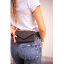 Phone Pocket Pénélope perforatieleer zwart