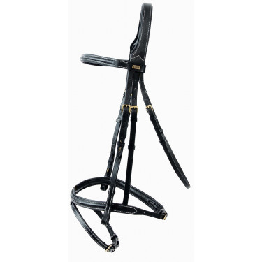 Bridon Kessel T van T kopstuk drievoudig gecombineerde neusriem Zwart Bridon Kessel T van T kopstuk drievoudig gecombineerde neusriem Zwart