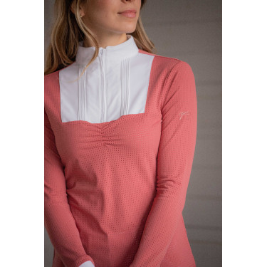 Wedstrijdpolo Pénélope Florence met lange mouwen Terracotta Oranje