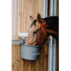 Hippotonic voederbak met haken en handvat Donkergrijs