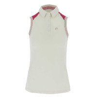 Mouwloze dames poloshirt piqué Equithème Ecru Beige Mouwloze dames poloshirt piqué Equithème Ecru Beige