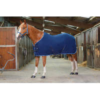 Fleece deken Riding World met kruissingels 230g Marine / lichtblauw