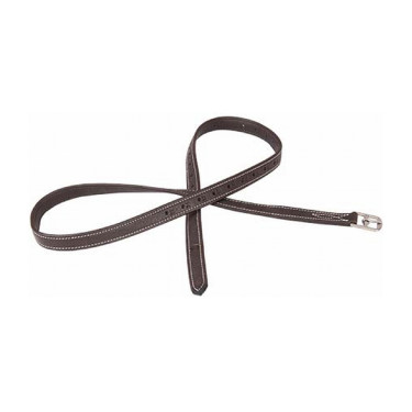 Luxe stijgbeugelriem fijn T de T Donker Havana / wit Bruin Luxe stijgbeugelriem fijn T de T Donker Havana / wit Bruin