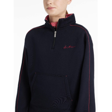 LeMieux trui met rits, Kate Young Rider kwart model Marine / cranberry Marineblauw