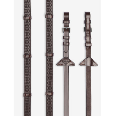 Zachte rubberen teugels met stops LeMieux Havanna / zilver Bruin