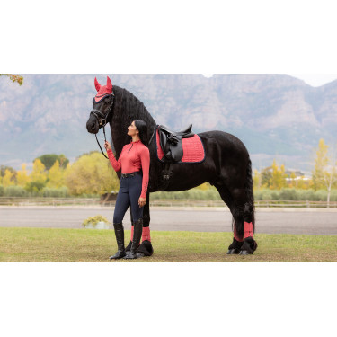 LeMieux Suede Dressage Square Reflective Veenbes Roze