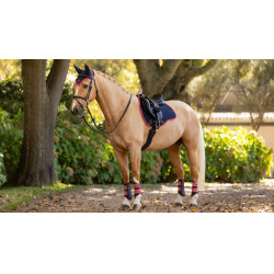 LeMieux Reflective Suede Mixte GP Square Zadeldek Marine / cranberry Marineblauw