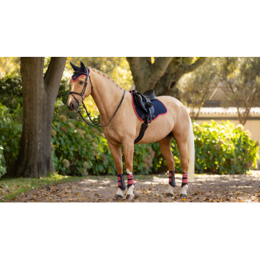 LeMieux Reflective Suede Mixte GP Square Zadeldek Marine / cranberry Marineblauw