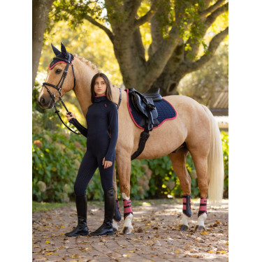 LeMieux Reflective Suede Mixte GP Square Zadeldek Marine / cranberry Marineblauw