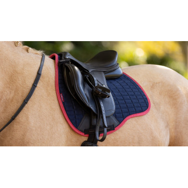 LeMieux Reflective Suede Mixte GP Square Zadeldek Marine / cranberry Marineblauw