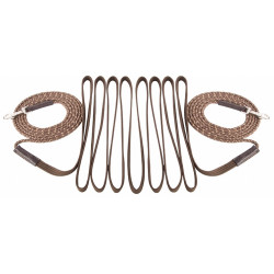 Lange teugels T de T touw en riem Donkerbruin / beige