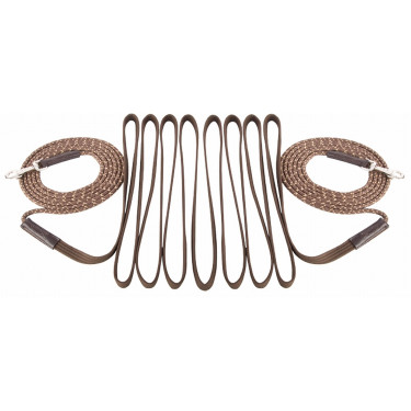 Lange teugels T de T touw en riem Donkerbruin / beige