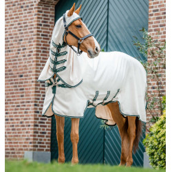 Volledige deken Horseware Rambo Hoody 0g Krijt / jachtgroen / zilver Wit Volledige deken Horseware Rambo Hoody 0g Krijt / jachtgroen / zilver Wit