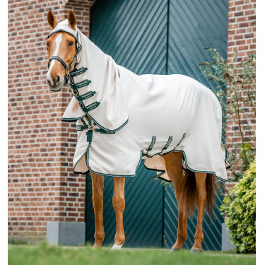 Volledige deken Horseware Rambo Hoody 0g Krijt / jachtgroen / zilver Wit Volledige deken Horseware Rambo Hoody 0g Krijt / jachtgroen / zilver Wit