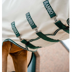 Volledige deken Horseware Rambo Hoody 0g Krijt / jachtgroen / zilver Wit Volledige deken Horseware Rambo Hoody 0g Krijt / jachtgroen / zilver Wit