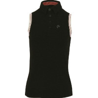 Mouwloze dames poloshirt piqué Equithème Zwart