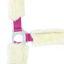 Norton halster Full synthetische schapenvacht Fuchsia / ecru Roze