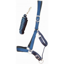 Satijnen halster met voering en ronde lijn T de T Marineblauw