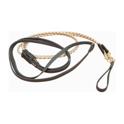 Duitse gecombineerde teugels Biotack® en T-touw Zwart / beige