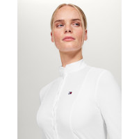 Wedstrijdpolo Tommy Hilfiger Equestrian New Jersey met lange mouwen voor dames Optisch wit Wedstrijdpolo Tommy Hilfiger Equestrian New Jersey met lange mouwen voor dames Optisch wit