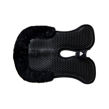 Schokdemper achter van suède met schapenvacht en voor van gel Acavallo Zwart / zwart