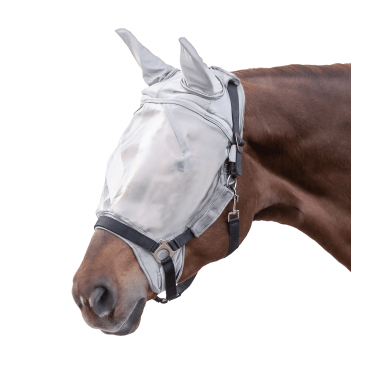 Waldhausen anti-vliegenmasker voor halster Premium bescherming voor de oren Zilvergrijs Waldhausen anti-vliegenmasker voor halster Premium bescherming voor de oren Zilvergrijs