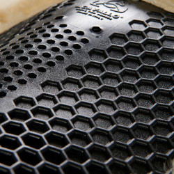 Schokdemper achter van suède met schapenvacht en voor van gel Acavallo Zwart / natuur