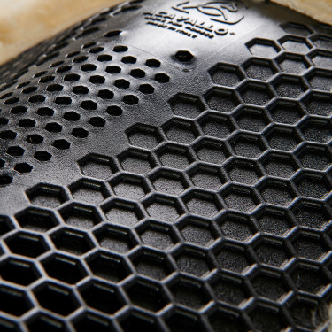 Schokdemper achter van suède met schapenvacht en voor van gel Acavallo Zwart / natuur