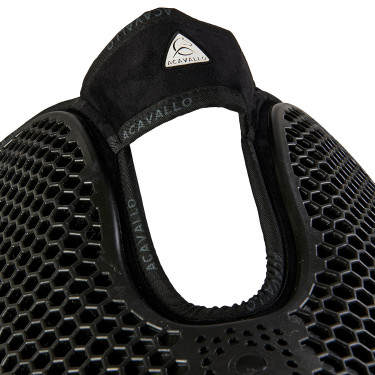 Schokdemper achter van suède met schapenvacht en voor van gel Acavallo Zwart / natuur