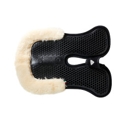 Schokdemper achter van suède met schapenvacht en voor van gel Acavallo Zwart / natuur