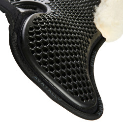 Schokdemper achter van suède met schapenvacht en voor van gel Acavallo Zwart / natuur