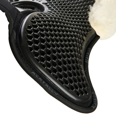 Schokdemper achter van suède met schapenvacht en voor van gel Acavallo Zwart / natuur