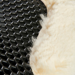 Schokdemper achter van suède met schapenvacht en voor van gel Acavallo Zwart / natuur